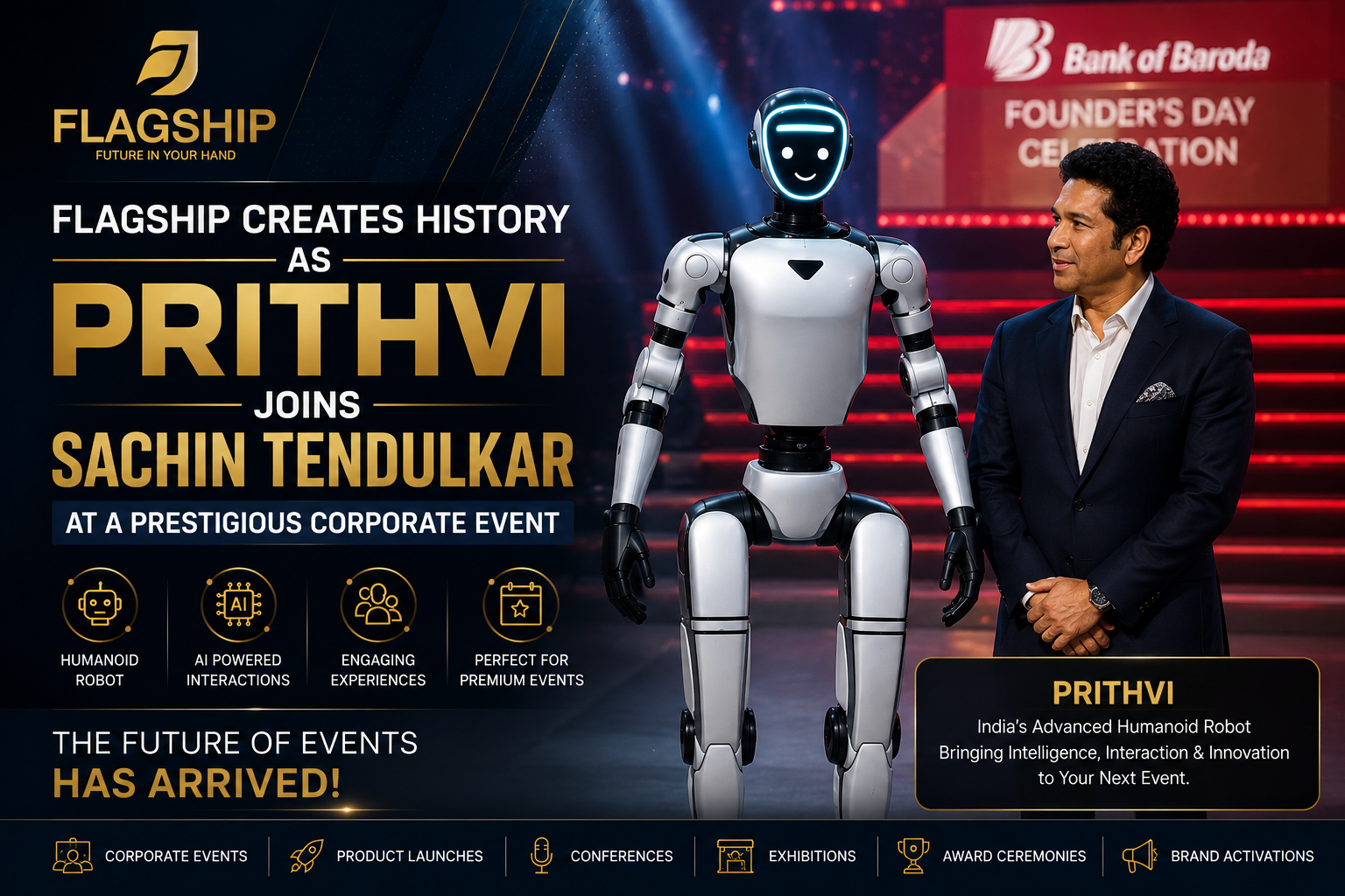 FLAGSHIP Creates History as PRITHVI Joins Cricket Legend Sachin Tendulkar at Prestigious Corporate Event